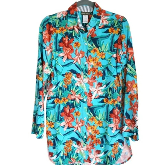 Tommy Bahama Tropical Cotton Tunic Beach Coverup SP - Picture 1 of 8